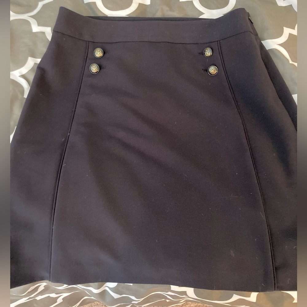 Limited dark navy blue A-line skirt with sailor buttons, size 12